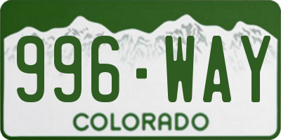 CO license plate 996WAY
