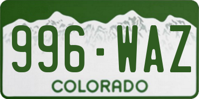 CO license plate 996WAZ