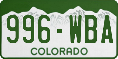 CO license plate 996WBA