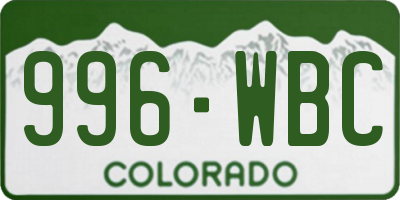CO license plate 996WBC