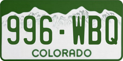 CO license plate 996WBQ