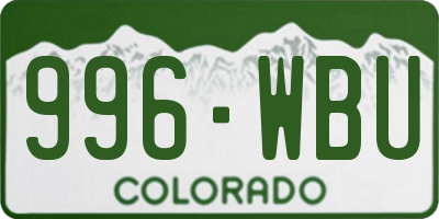 CO license plate 996WBU