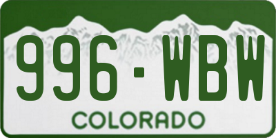 CO license plate 996WBW