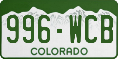 CO license plate 996WCB