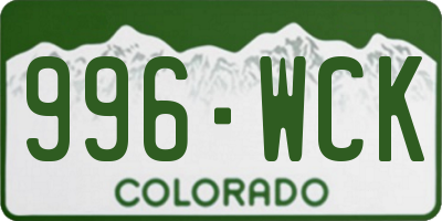 CO license plate 996WCK