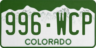 CO license plate 996WCP