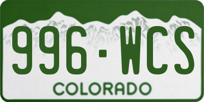 CO license plate 996WCS