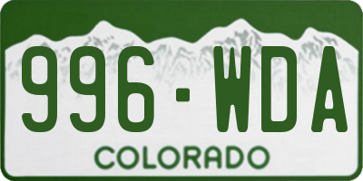 CO license plate 996WDA