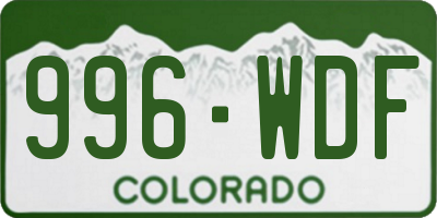 CO license plate 996WDF