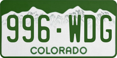 CO license plate 996WDG