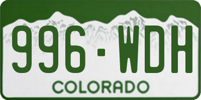 CO license plate 996WDH