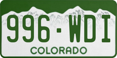 CO license plate 996WDI