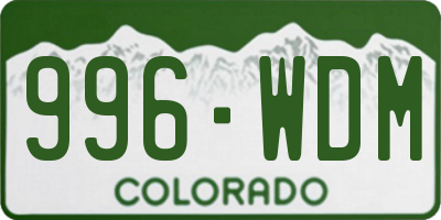 CO license plate 996WDM