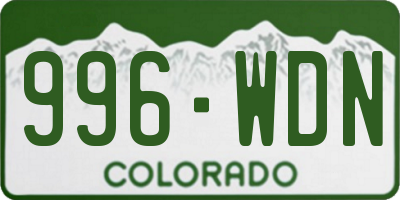 CO license plate 996WDN