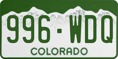 CO license plate 996WDQ