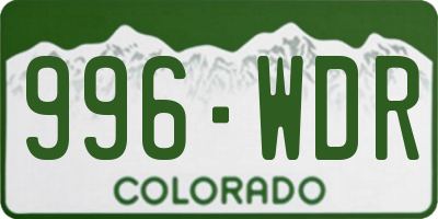 CO license plate 996WDR