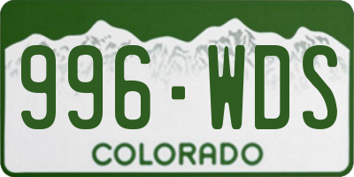 CO license plate 996WDS
