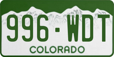 CO license plate 996WDT