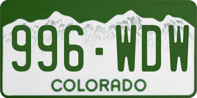 CO license plate 996WDW