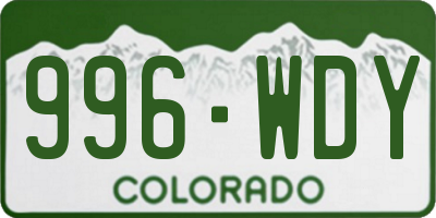 CO license plate 996WDY