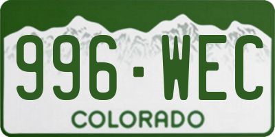 CO license plate 996WEC