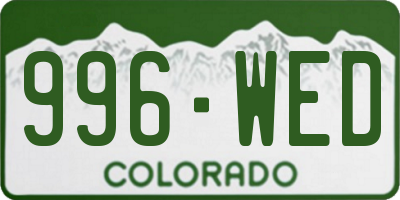 CO license plate 996WED