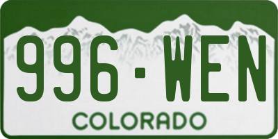 CO license plate 996WEN