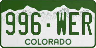 CO license plate 996WER