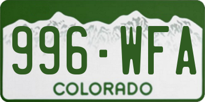 CO license plate 996WFA