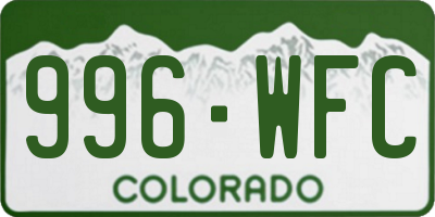 CO license plate 996WFC