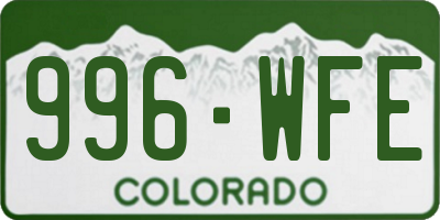 CO license plate 996WFE