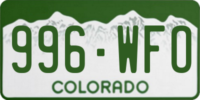 CO license plate 996WFO