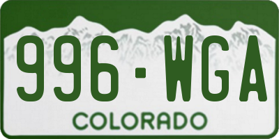 CO license plate 996WGA
