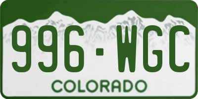 CO license plate 996WGC