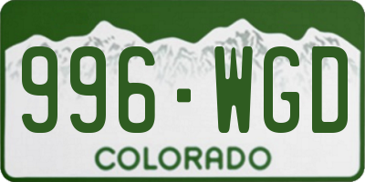 CO license plate 996WGD