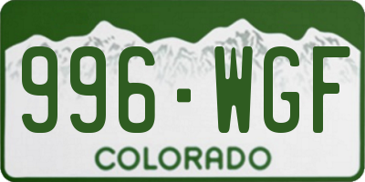 CO license plate 996WGF