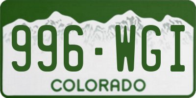 CO license plate 996WGI