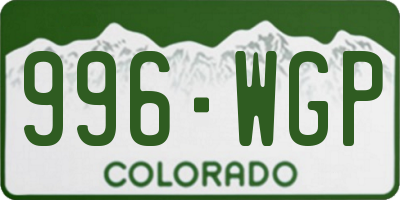 CO license plate 996WGP