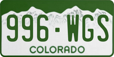 CO license plate 996WGS