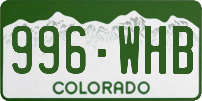 CO license plate 996WHB