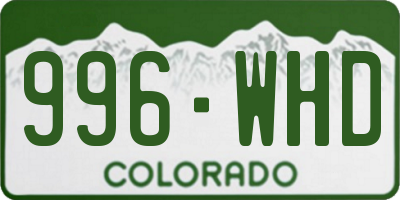 CO license plate 996WHD