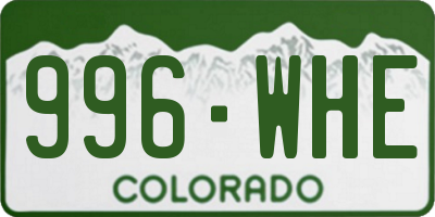CO license plate 996WHE