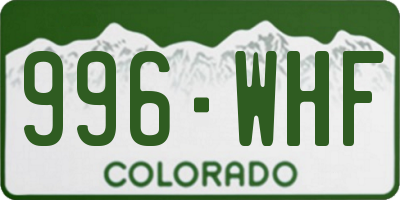 CO license plate 996WHF