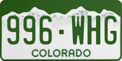 CO license plate 996WHG
