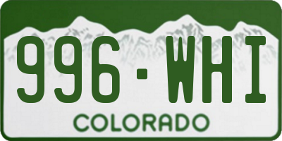 CO license plate 996WHI