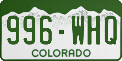 CO license plate 996WHQ