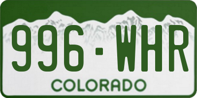 CO license plate 996WHR