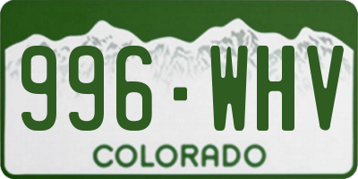 CO license plate 996WHV