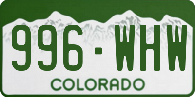 CO license plate 996WHW