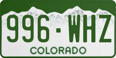 CO license plate 996WHZ